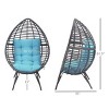 Maggift Patio Accent Chairs, Hanging Basket Egg Chair with Stand, Indoor and Outdoor Swing Chair with Soft Cushion, Blu, 39.75"*35"*61.5" - 2 of 4