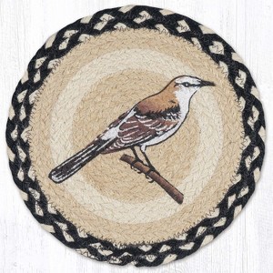 Earth Rugs Nature-Inspired Jute Trivet – 10"x10" Round Heat Pad with Bird Motif - 1 of 3