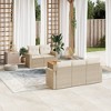 vidaXL Patio Sofa Set with Cushions Outdoor Furniture 6 Piece Poly Rattan - Beige and Cream - 2 of 4