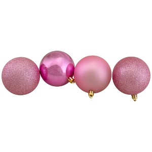 Northlight Shatterproof 4-Finish Christmas Ball Ornaments 3.25" (80mm) - Bubblegum Pink - 32ct - 1 of 4