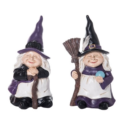 Transpac Resin Chubby Witch Figurine Set of 2 Halloween Home Decorations