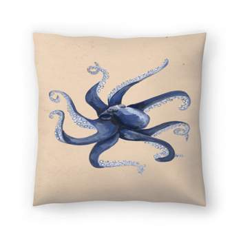 Americanflat Coastal Minimalist Nautical Octopus Painting By Jetty Home Throw Pillow