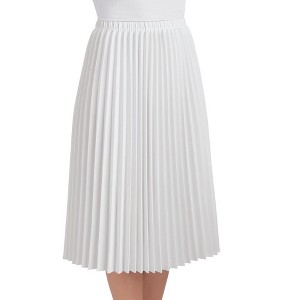 Collections Etc Classic Pleated Mid-Length Jersey Knit Midi Skirt with Comfortable Elastic Waistband - 1 of 3
