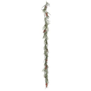Artificial Brazil Berry/Leaf Garland (6') - Vickerman: Faux Polyester Greenery, Indoor Wall Decor, Unlit - 1 of 1