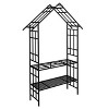 Chery Life Metal Garden Arch with Gate with planter, Climbing Plants Support Rose Arch Outdoor Black - 2 of 4