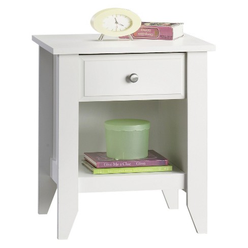 Shoal Creek Nightstand With Drawer Storage Shelf Soft White