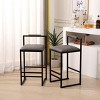 ChicFurnit Dining Chairs 2 PCS High Bar Stools Bar Chairs Metal Frame Dining Chairs for Counter, Kitchen Island, Gray, 16.54"*15.35"*32.48" - 3 of 4