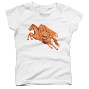 Girl's Design By Humans Headless Horseman Pumpkin Head Drawing By patrimonio T-Shirt - 1 of 3