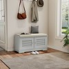 KWPZQEB Shoe Storage Cabinet, Freestanding Storage Racks with Cushion, Adjustable Shelves & 2 Louvered Doors, Hidden Narrow Shoe Bench for Entryway - 4 of 4