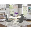 Oval Dining Table Set 5pc 42-60" Table w/ Butterfly Leaf & 4 Parsons Chairs - Linen White Legs - 2 of 4