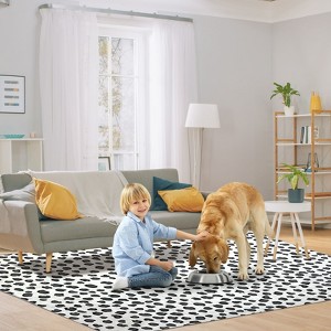 Washable Modern Leopard Print Rug Non Slip Low Pile Rug Soft Contemporary Throw Floor Cover Foldable Indoor Carpet for Living Room Bedroom Playroom - 1 of 4
