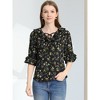 Allegra K Women's Ruffled Neck Floral Tie Neck Ruffle Sleeve Top - image 4 of 4