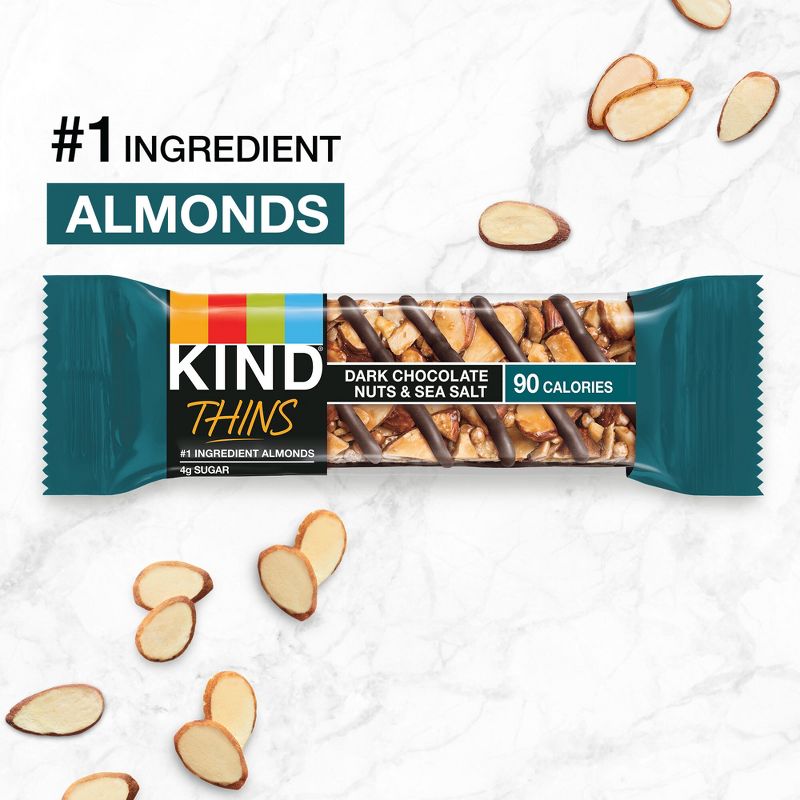 KIND Thins Dark Chocolate Nuts Sea Salt - 7.4oz/10ct, 4 of 7