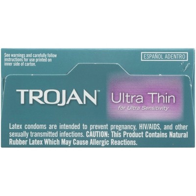 Trojan Ultra Thin for Ultra Sensitivity Premium Fragrance free Lubricated Latex Condoms - 12ct