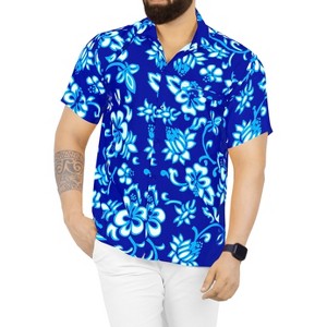 LA LEELA Men's Hawaiian Shirts Short Sleeve Button Down Shirt Floral Shirt Men Casual Vacation Summer Party Caribbean Shirts Funny - 1 of 4