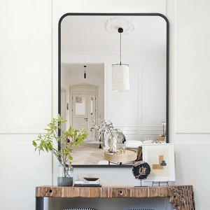APRILSOUL 22x30 Inch Black Metal Framed Rectangular Bathrrom Mirror for Wall - 1 of 4
