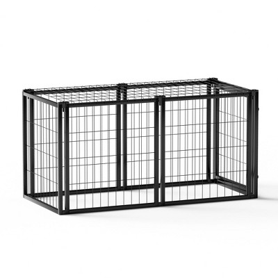 Munora 47.2" Black Iron Dog Crate Kennel for Medium Dogs Indoor