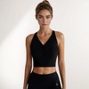 Anna-Kaci Active Women's Longline V-Neck Sports Bra with Faux Button Detail and Wide Shoulder Straps for Low Impact Support - 2 of 4