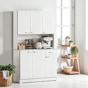 Mshliw 71" Tall Kitchen Pantry Cabinet with Microwave Stand, Hutch with Countertop, 6 Doors, Drawer & Adjustable Shelves for Dining or Storage - 1 of 4