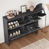 Shoe Cabinet with Flip-Down Doors - Space-Saving Entryway Organizer with Adjustable Shelf, Wooden Shoe Storage - 3 of 4