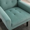 Modern Velvet Accent Chair with Curved Back and Wood Legs - 4 of 4