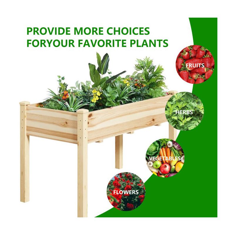 SUGIFT Raised Garden Beds for Outdoor Plants Wood Planter Box for Backyard, Patio - Natural, 3 of 7