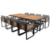 Whisen 18-Pieces Acacia Wood Patio Dining Set whit 8 Cushioned Chairs, 2 Square Table and 8 Ottomans - 4 of 4