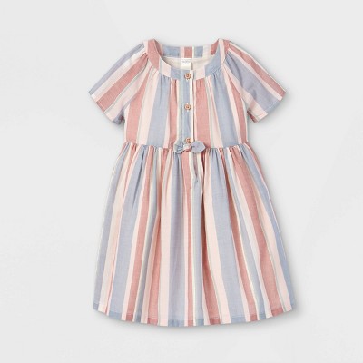 pink and blue striped dress