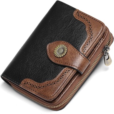 BEAFUP Small Women’s Genuine Leather Wallet - RFID Blocking with 7 Card Slots & Zipper Coin Pocket ID Window,for Daily,Travel & Shopping