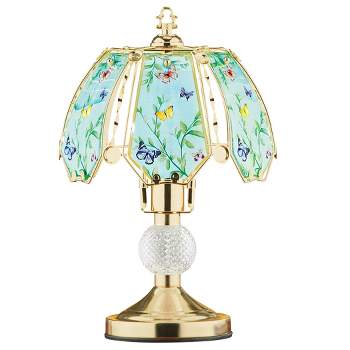 Collections Etc Butterfly Flowering Branch Gold-Tone Touch Lamp 10.25 X 10.25 X 15.75