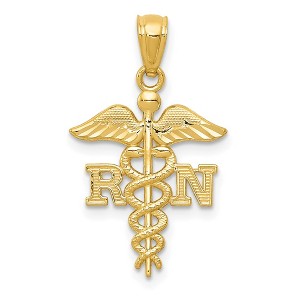 Black Bow Jewelry 14k Yellow Gold D/C 2D RN Nurse Pendant, 15 x 25mm (9/16 x 1 Inch) - 1 of 4