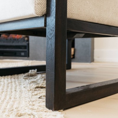 Alarick Cream and Black Transitional Wood Accent Chair