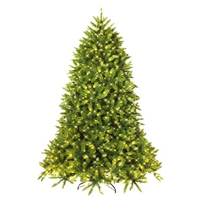 Costway 6ft Pre-lit PVC Christmas Fir Tree Hinged 8 Flash Modes w/ 650 LED Light