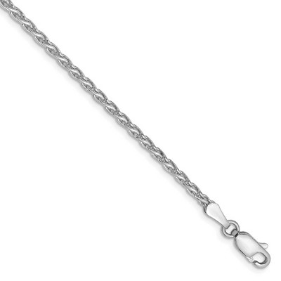 Black Bow Jewelry 2.25mm, 14k White Gold, Solid Parisian Wheat Chain Bracelet