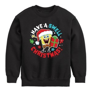 Boys' - SpongeBob SquarePants - Have A Swell Christmas Graphic Long Sleeve Fleece Sweatshirt - 1 of 4