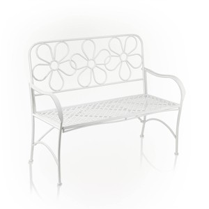 36" x 45" Daisy Metal Garden Bench White - Alpine Corporation - 1 of 4