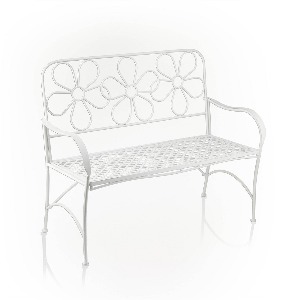 Photos - Garden Furniture 36" x 45" Daisy Metal Garden Bench White - Alpine Corporation