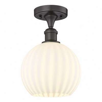 White Venetian - 1 Light Semi-Flush Mount In Modern Style-11.25 Inches Tall and 8 Inches Wide