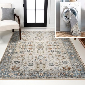 JONATHAN Y Hiero Border Low-Pile Machine-Washable Area Rug - 1 of 4