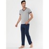 Lars Amadeus Men's Cotton Short Sleeves V Neck Top Bottoms Lounge Sleep Pajamas Sets - 4 of 4