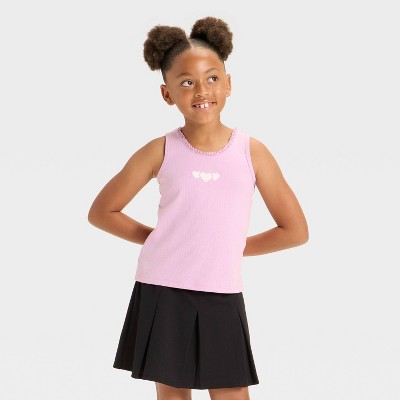 Girls' Pointelle Fitted Lace Trim Tank Top - Cat & Jack™