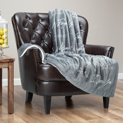 Chanasya I Love You Gift Throw Blanket with Reversible Faux Shearling