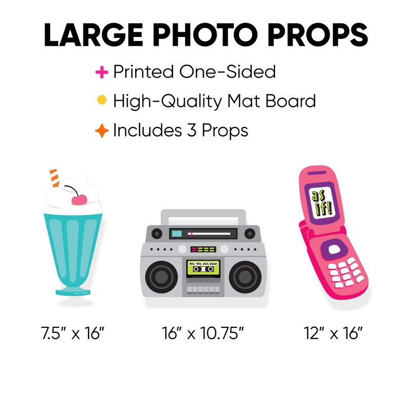 Big Dot of Happiness Through the Decades - Milkshake, Flip Phone, and Boom Box Decorations - 50s, 60s, 70s, 80s, & 90s Party Large Photo Props - 3 Pc, 3 of 6