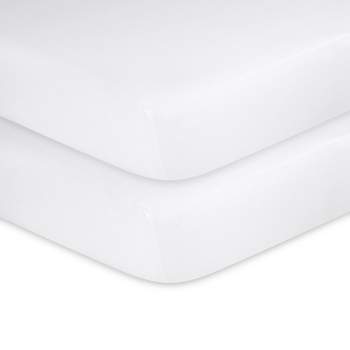 Ely's & Co. Baby Fitted Crib Sheet  100% Combed Jersey Cotton Solid White Sheets 2 Pack