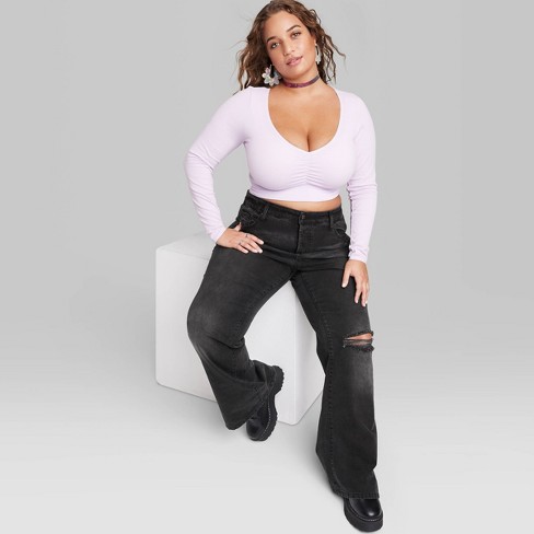 Black Bell Bottom Jeans Plus Size