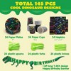 145 Pcs Dinosaur Birthday Party Supplies with Trex Banner, 24 Serves Disposable Tableware Set for Dinosaur Themes Party Kids 2 3 4 5 6 7 8 Years - image 4 of 4