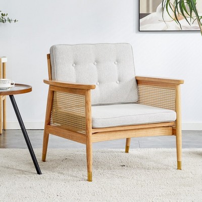 WhizMax Accent Leisure Chair Modern Minimalist Rattan Like Solid Wood Sofa