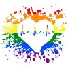 Adult Design By Humans Pride Heartbeat EKG Splatter By LegatoTendo T-Shirt - 2 of 2