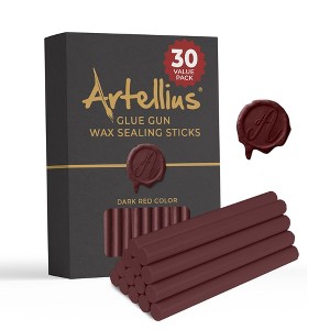 Artellius Premium Sealing Wax Sticks (Bulk 30 Pack) Wax Seal Glue Gun Sticks, Envelope Seal Wax for Stamp Seals - Dark Red - 1 of 4