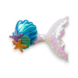 Summer Crystal - Sequin Mermaid Tail with Starry Shell Hair Clip - 1 Pack - 1 of 4